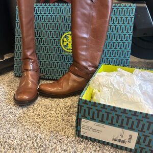 Tory Burch Brown Leather Riding Boots